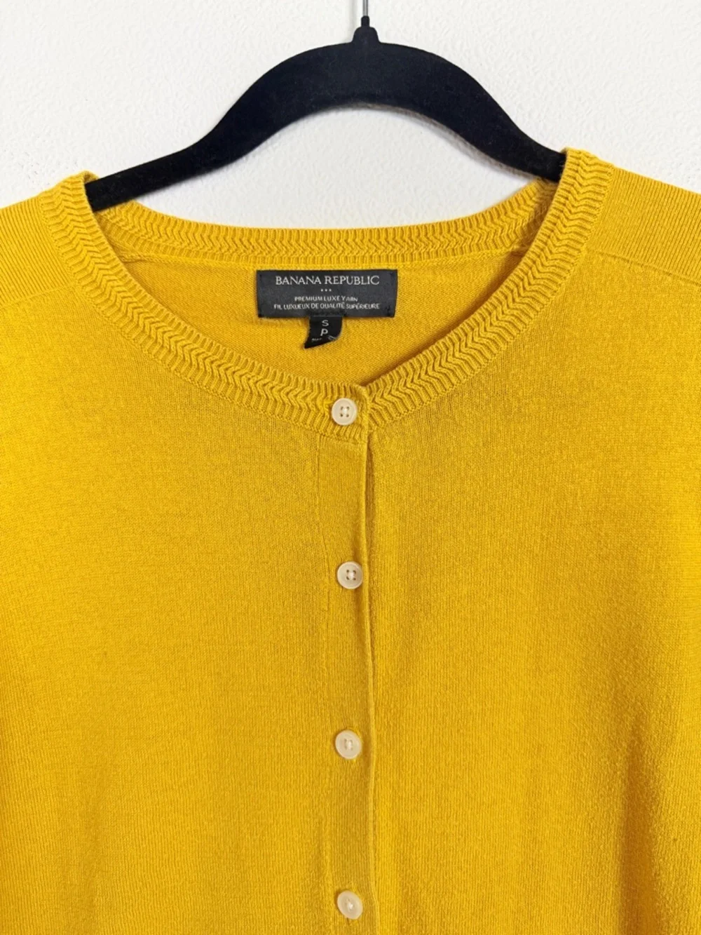 Banana Republic Mustard Cardigan Size Small Cashmere Blend Button Front - Picture 3 of 16